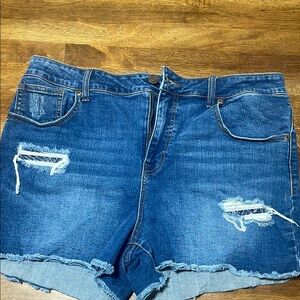 Maurices Blue Distressed Jean Shorts